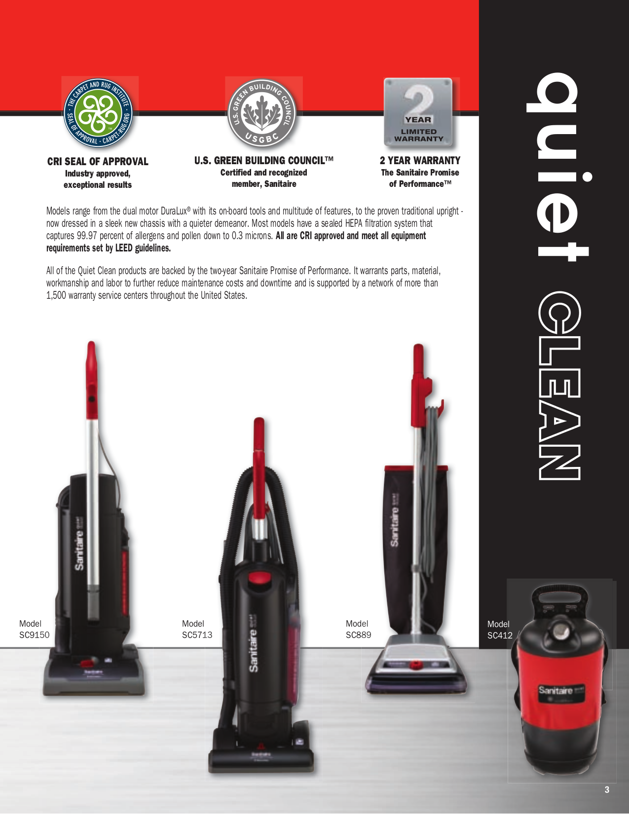 PDF manual for Sanitaire Vacuum Quick Kleen SC888
